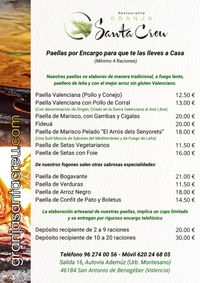 PAELLAS POR ENCARGO RESTAURANTE GRANJA SANTA CREU